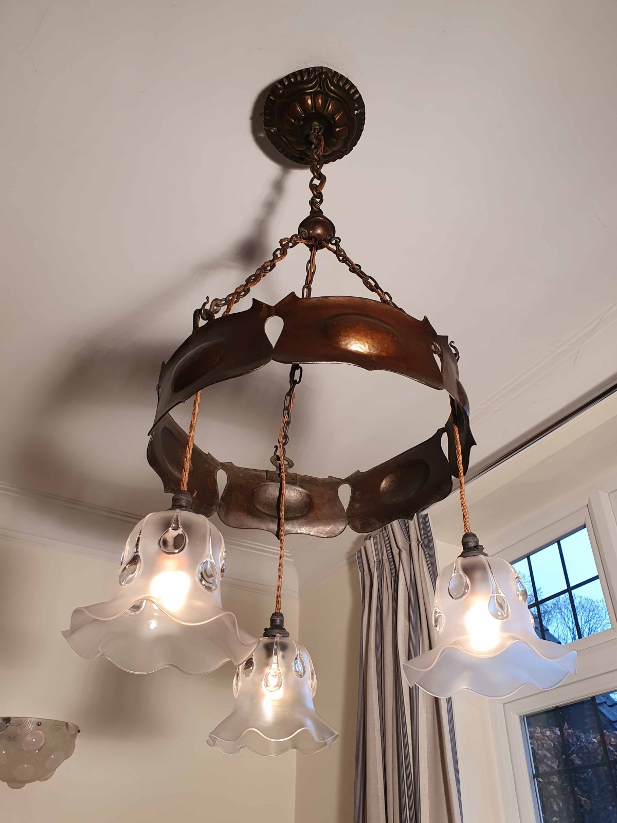 Style of Jesson, Birkett & Co. (Faulkner Bronze Co.) | Arts & Crafts Chandelier | England c.1900 - Image 8