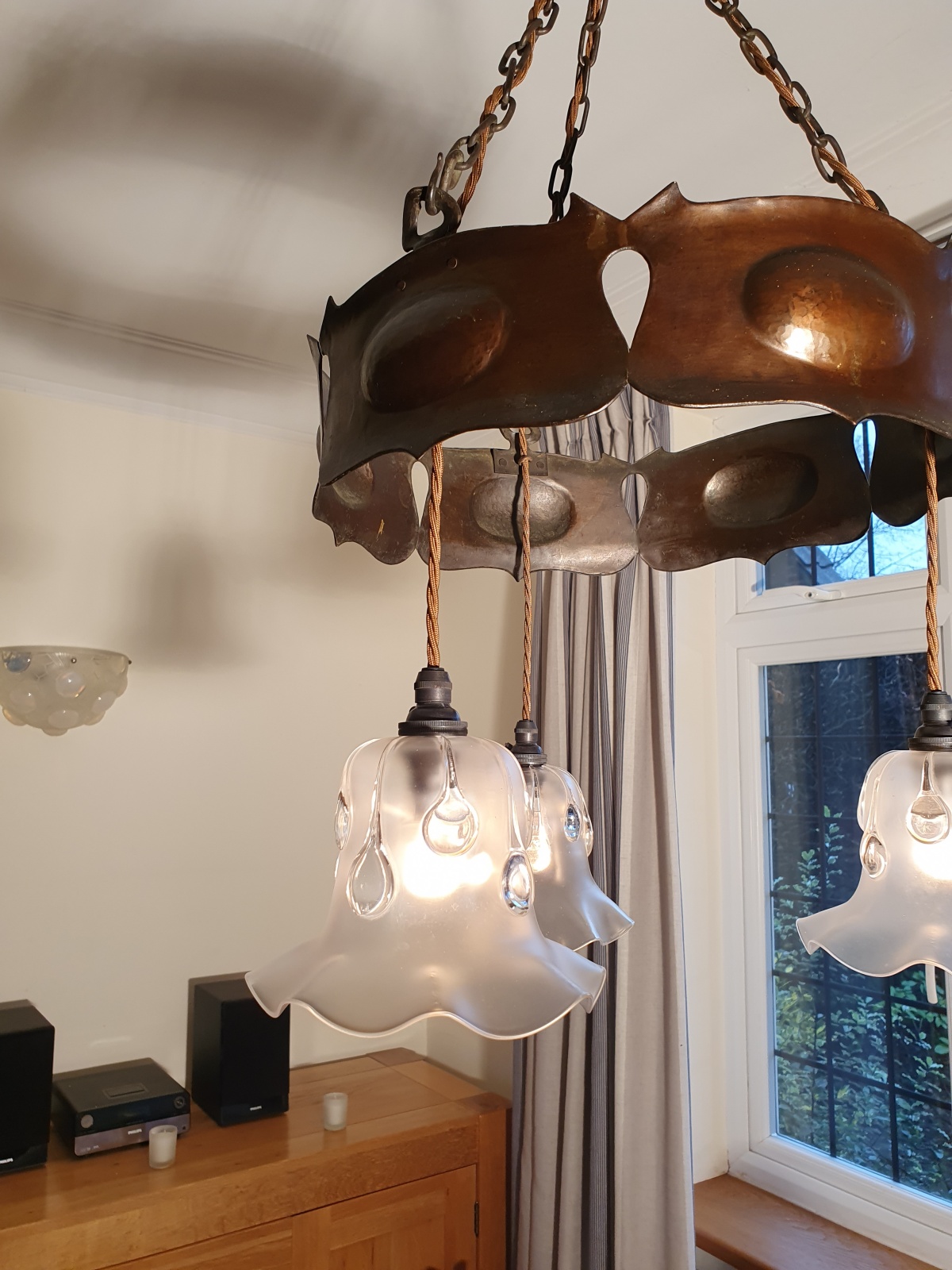 Style of Jesson, Birkett & Co. (Faulkner Bronze Co.) | Arts & Crafts Chandelier | England c.1900 - Image 9