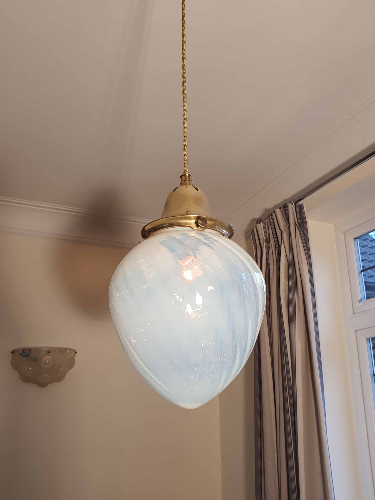 Unsigned | Opalescent Glass Globe Pendant | Early c.20th | SOLD - Image 4