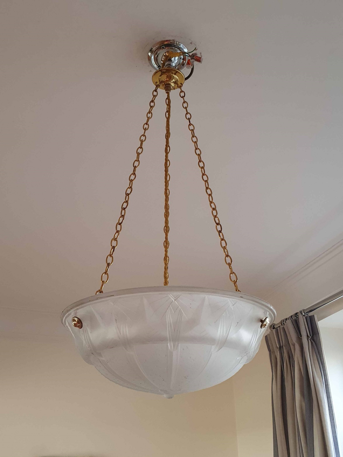 Muller Frères, Luneville | Art Deco Frosted-glass Plafonnier | France c.1930 | SOLD - Image 2