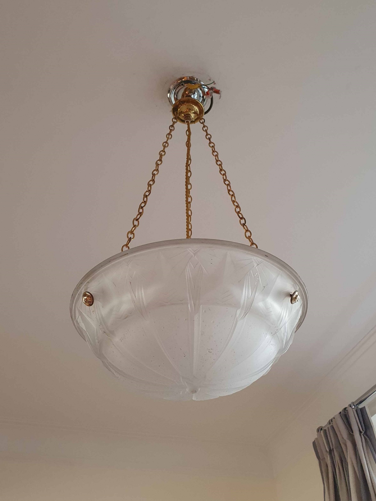 Muller Frères, Luneville | Art Deco Frosted-glass Plafonnier | France c.1930 | SOLD - Image 4