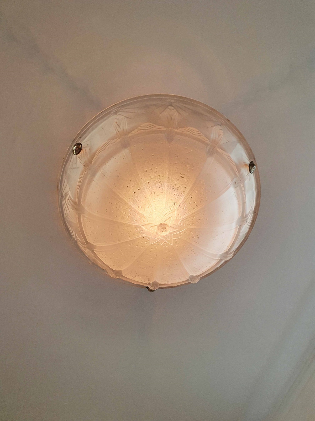 Muller Frères, Luneville | Art Deco Frosted-glass Plafonnier | France c.1930 | SOLD - Image 5