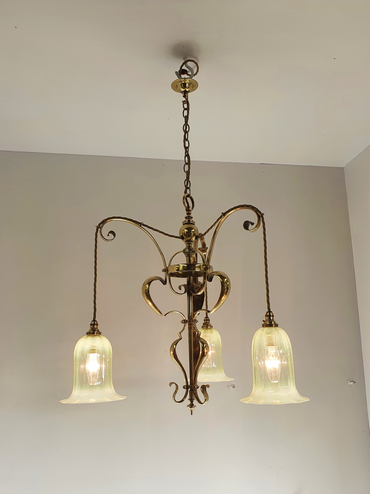 Unsigned | 2 Brass Arts & Crafts Chandeliers| England c.1900 | SOLD - Image 2