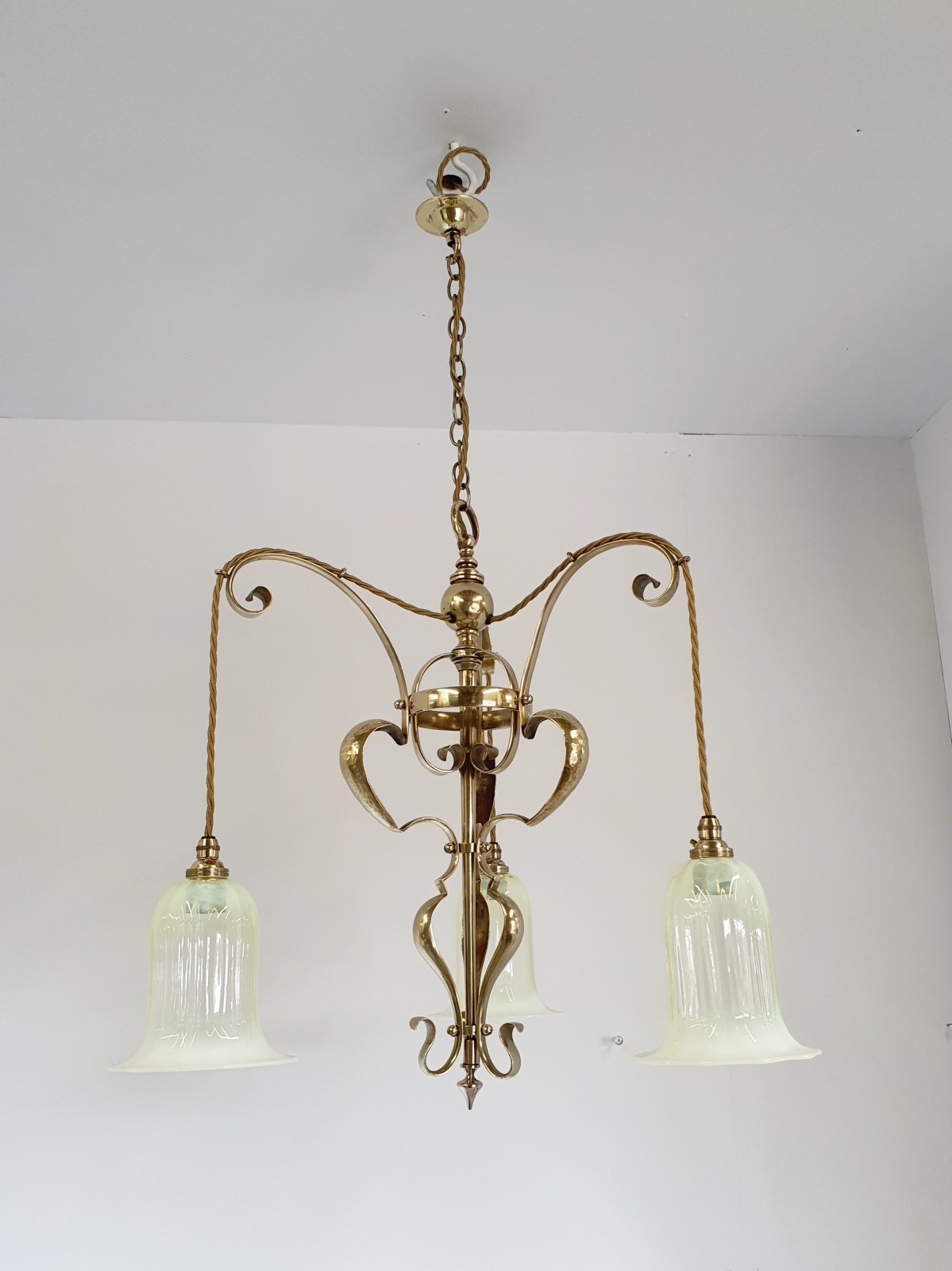 Unsigned | 2 Brass Arts & Crafts Chandeliers| England c.1900 | SOLD - Image 3
