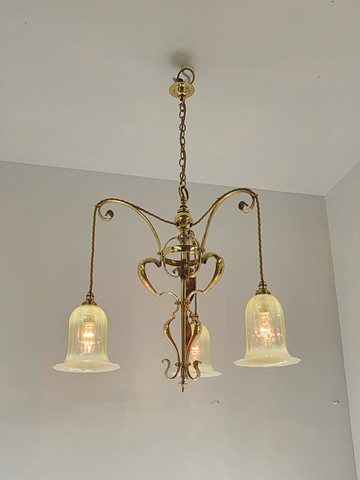 Unsigned | 2 Brass Arts & Crafts Chandeliers| England c.1900 | SOLD - Image 4