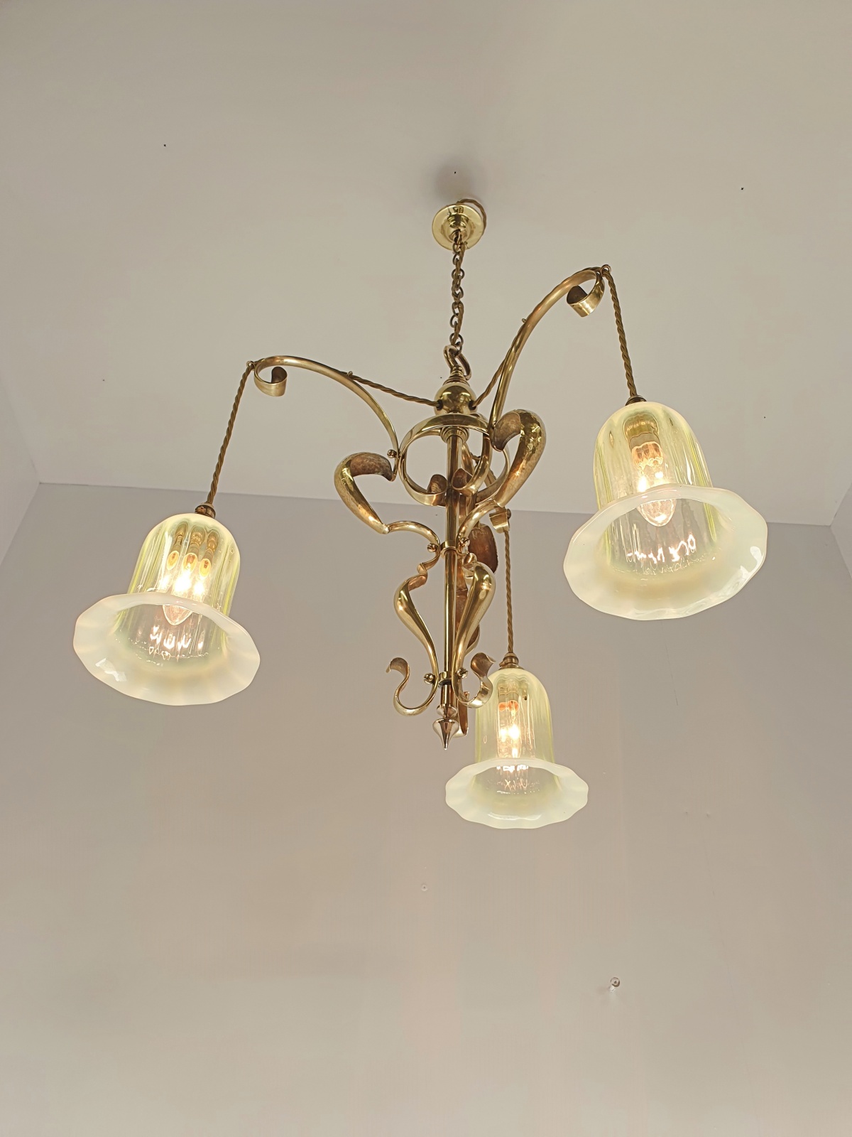 Unsigned | 2 Brass Arts & Crafts Chandeliers| England c.1900 | SOLD - Image 6
