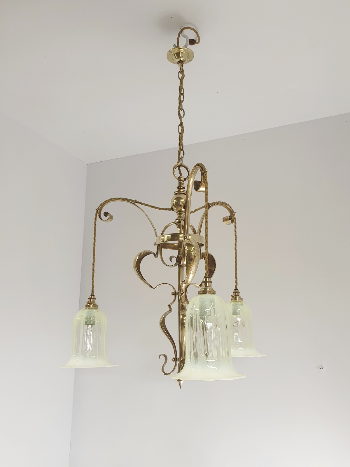 Unsigned | 2 Brass Arts & Crafts Chandeliers| England c.1900 | SOLD - Image 8