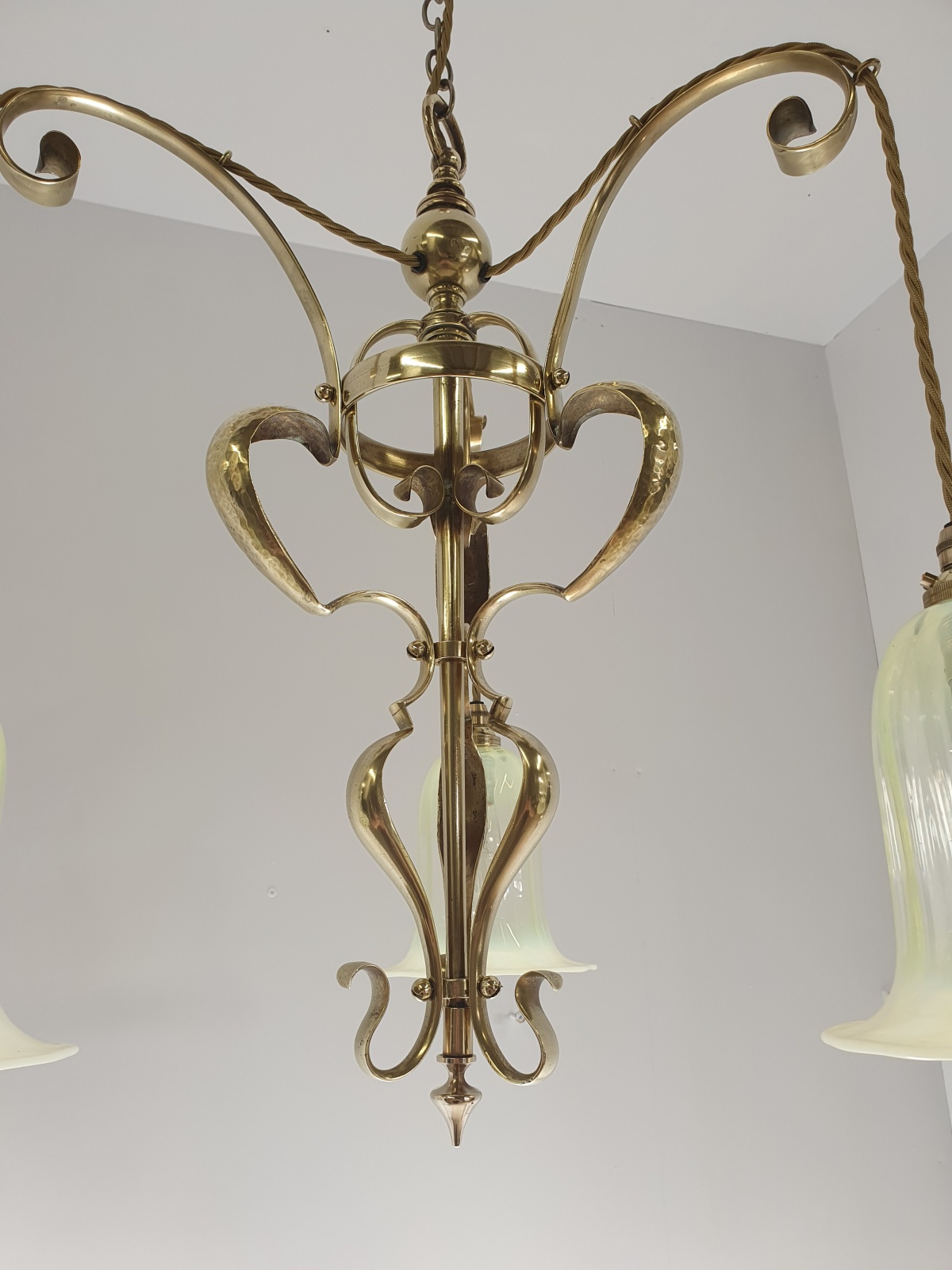 Unsigned | 2 Brass Arts & Crafts Chandeliers| England c.1900 | SOLD - Image 9