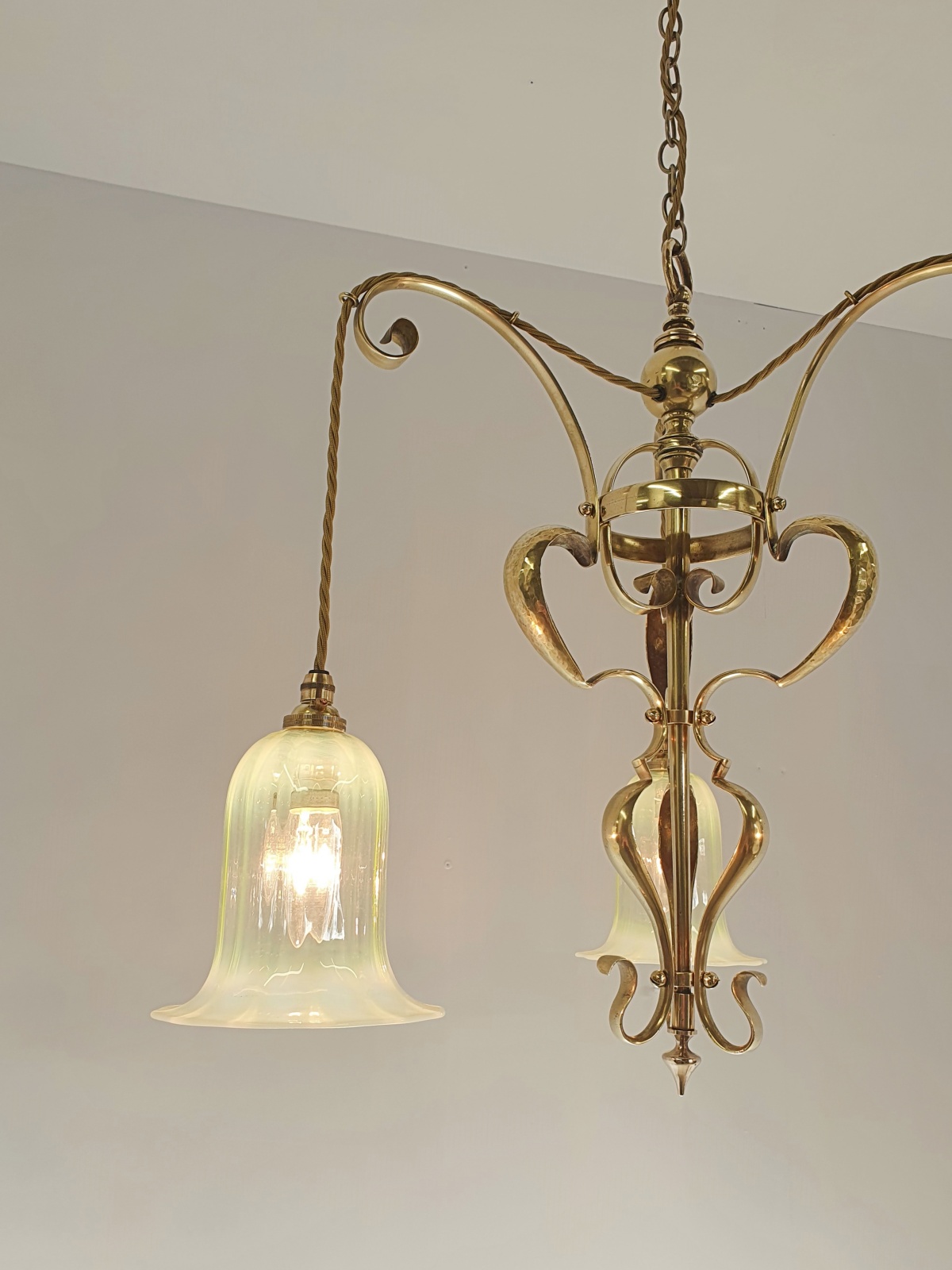 Unsigned | 2 Brass Arts & Crafts Chandeliers| England c.1900 | SOLD - Image 10