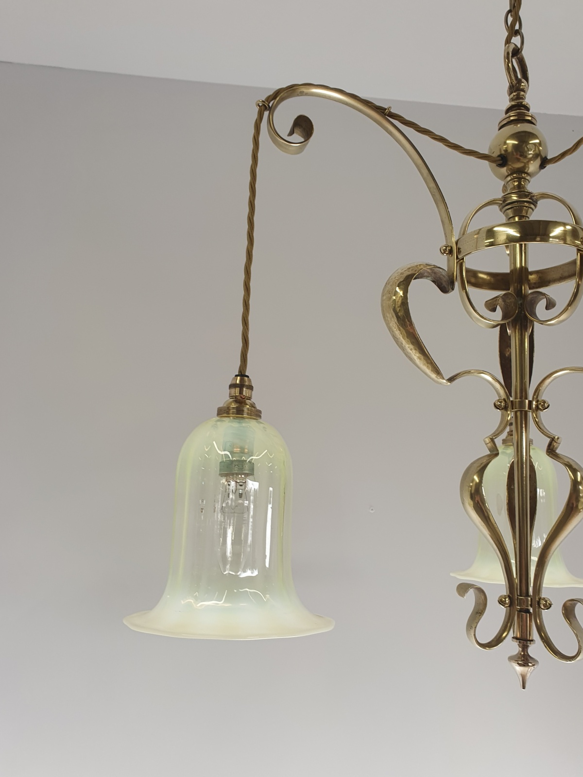 Unsigned | 2 Brass Arts & Crafts Chandeliers| England c.1900 | SOLD - Image 11