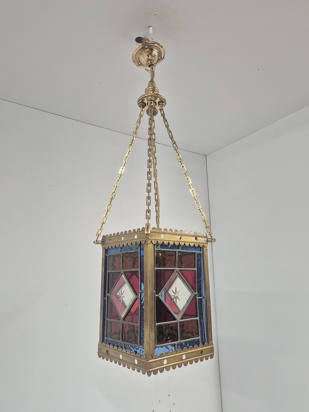 Unsigned | Stained-Glass Victorian Lantern | England c.1880 - Image 3