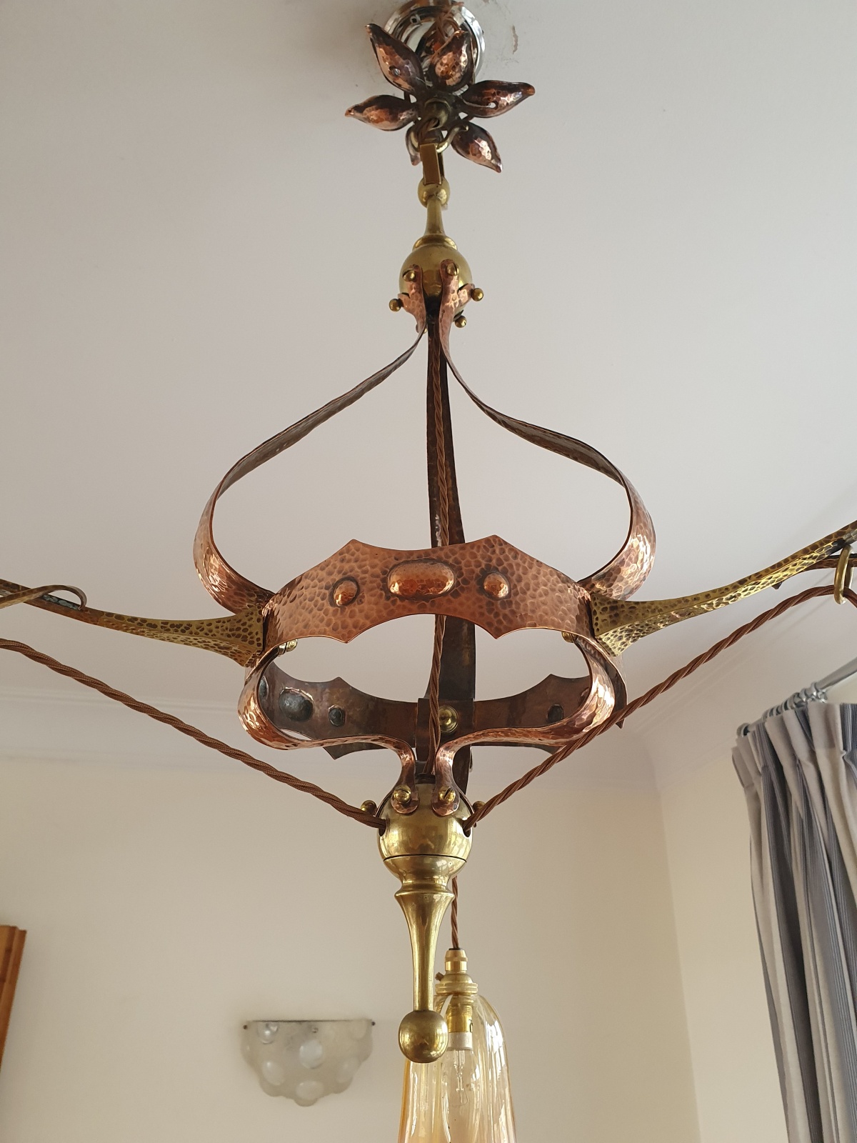 Style of The Birmingham Guild of Handicraft | Arts & Crafts Electrolier | England c.1900 - Image 6