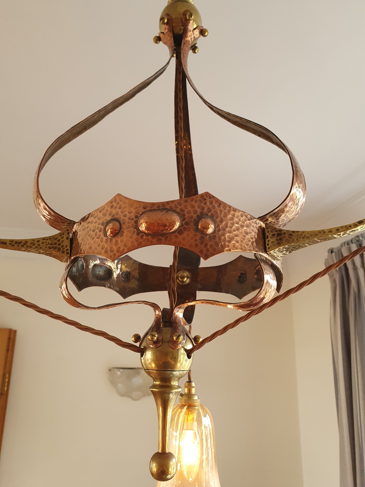 Style of The Birmingham Guild of Handicraft | Arts & Crafts Electrolier | England c.1900 - Image 7