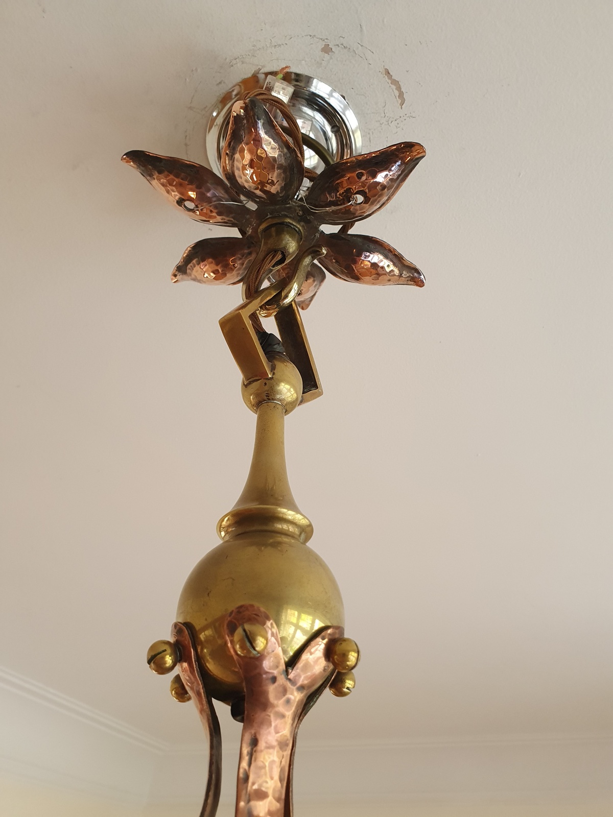 Style of The Birmingham Guild of Handicraft | Arts & Crafts Electrolier | England c.1900 - Image 9