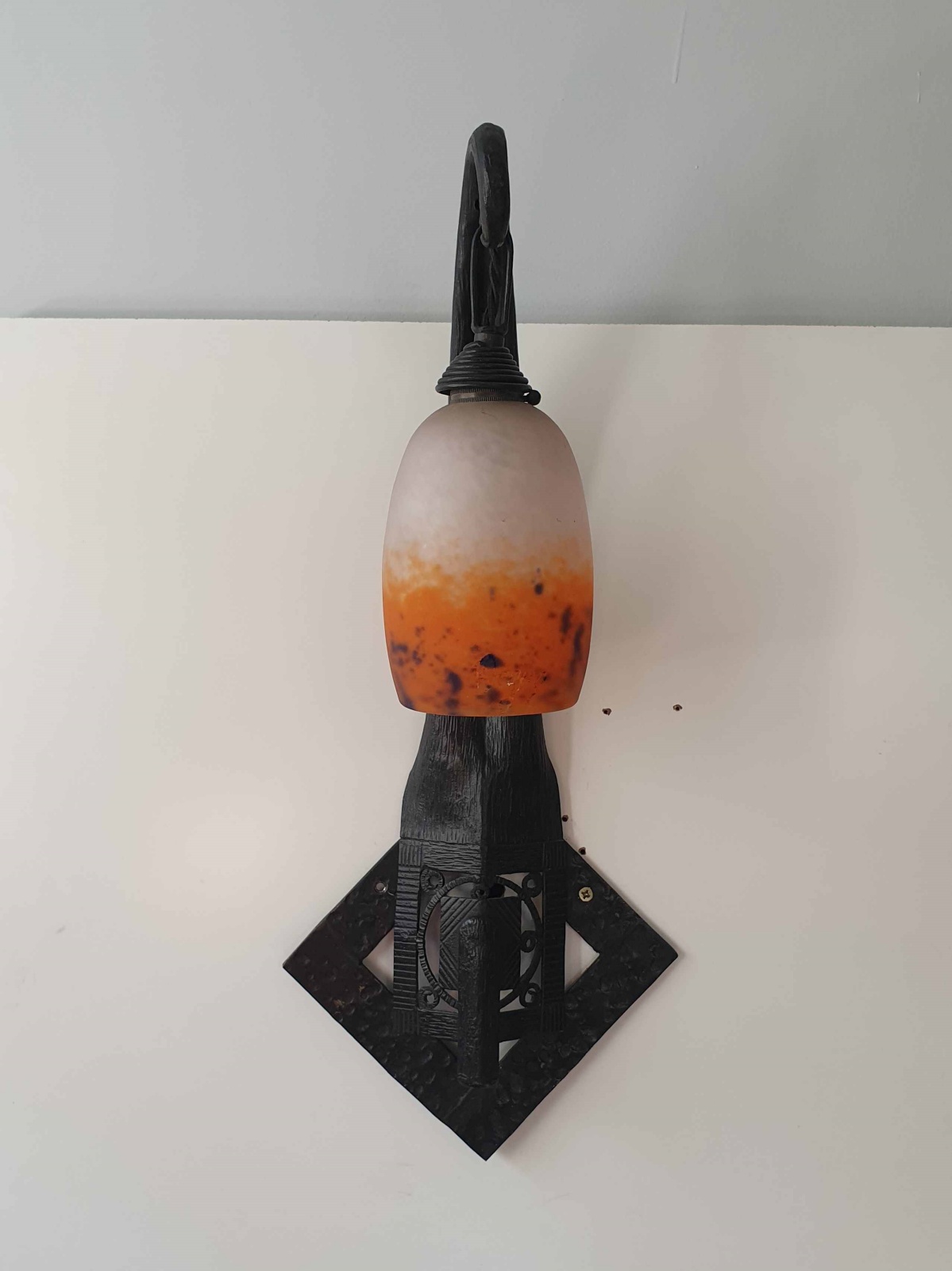 Verrerie D’art Degué | 2 Wrought-iron Wall Lights | France c.1925 | SOLD - Image 5