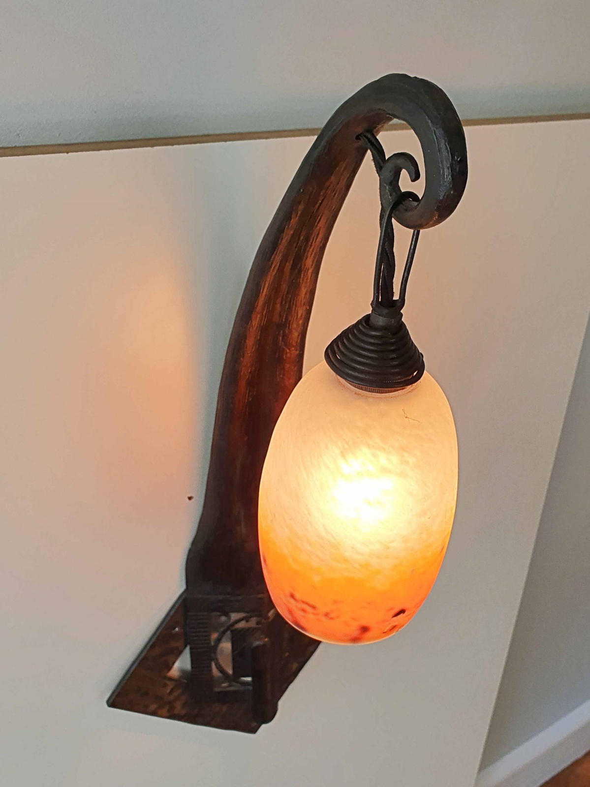 Verrerie D’art Degué | 2 Wrought-iron Wall Lights | France c.1925 | SOLD - Image 6