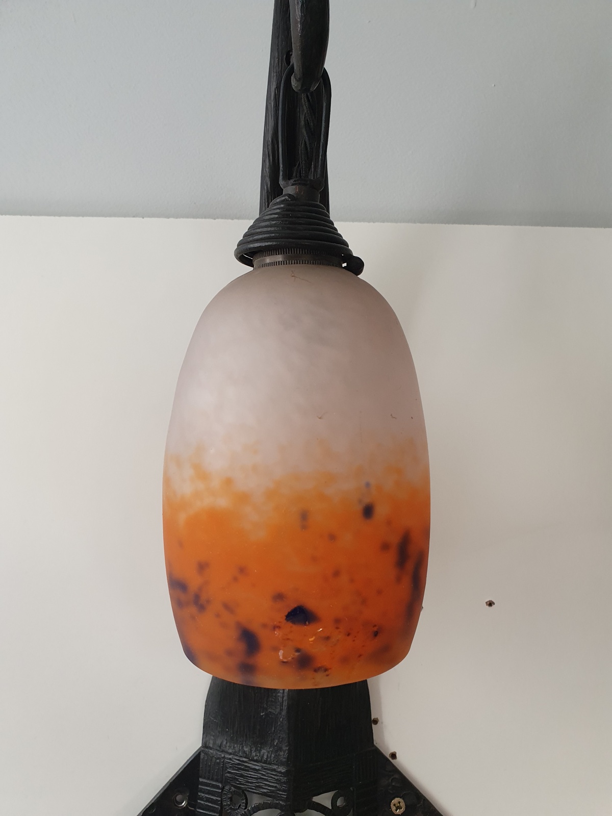 Verrerie D’art Degué | 2 Wrought-iron Wall Lights | France c.1925 | SOLD - Image 9