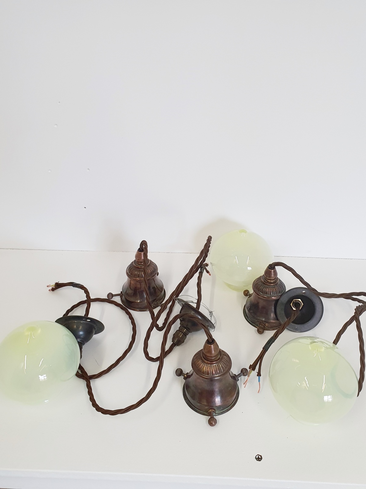 Unsigned | 4 Small Vaseline Globe Pendants | SOLD - Image 8