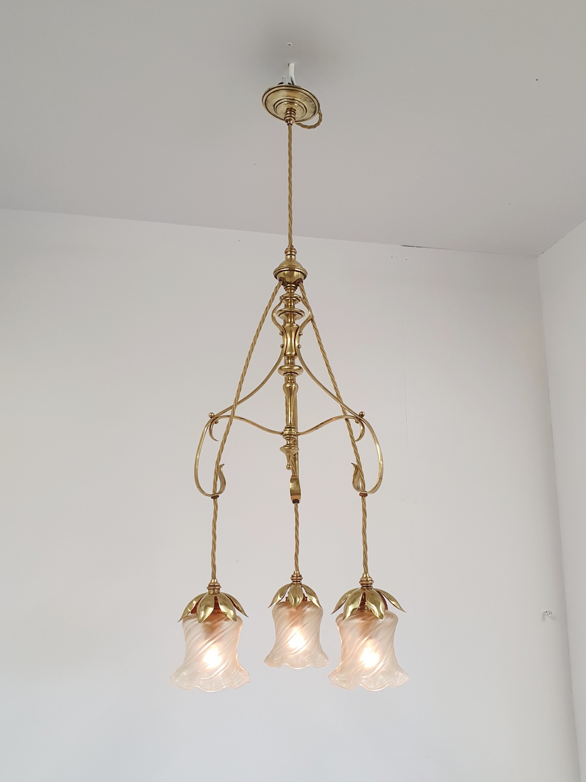 W.A.S Benson, London | 3 Branch Arts & Crafts Ceiling Light | England c.1900 | SOLD - Image 2