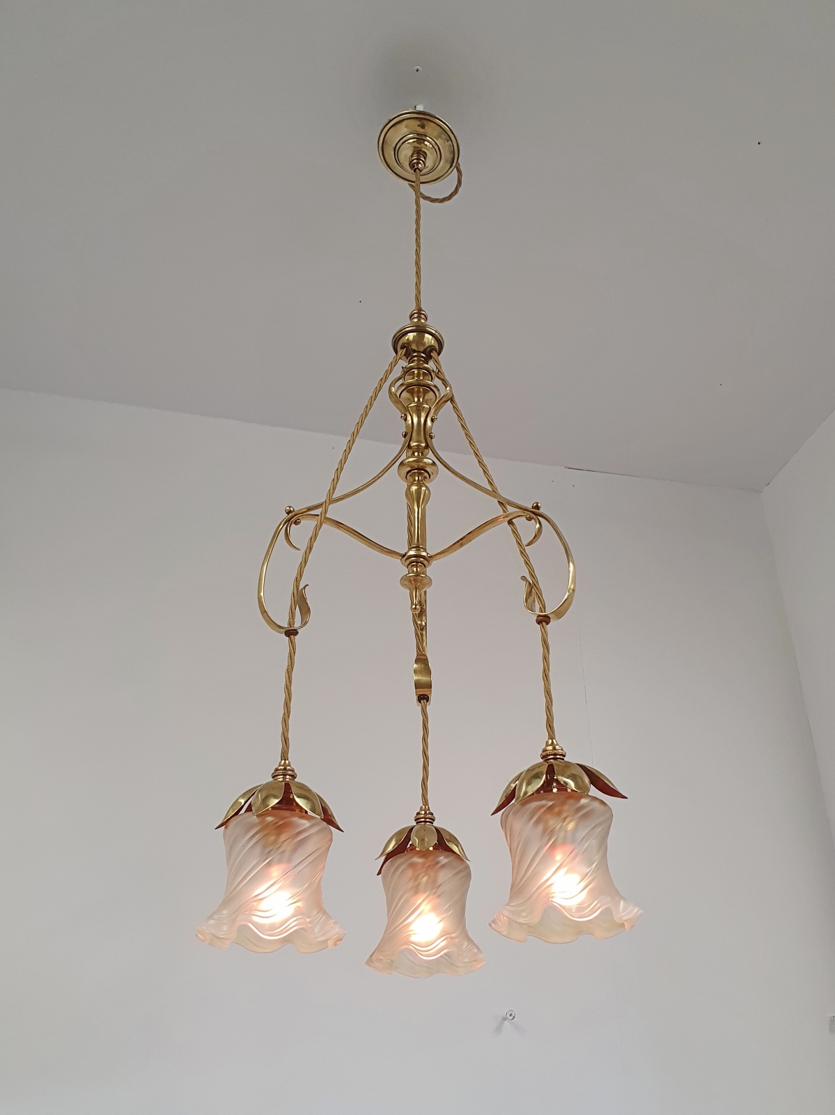 W.A.S Benson, London | 3 Branch Arts & Crafts Ceiling Light | England c.1900 | SOLD - Image 4