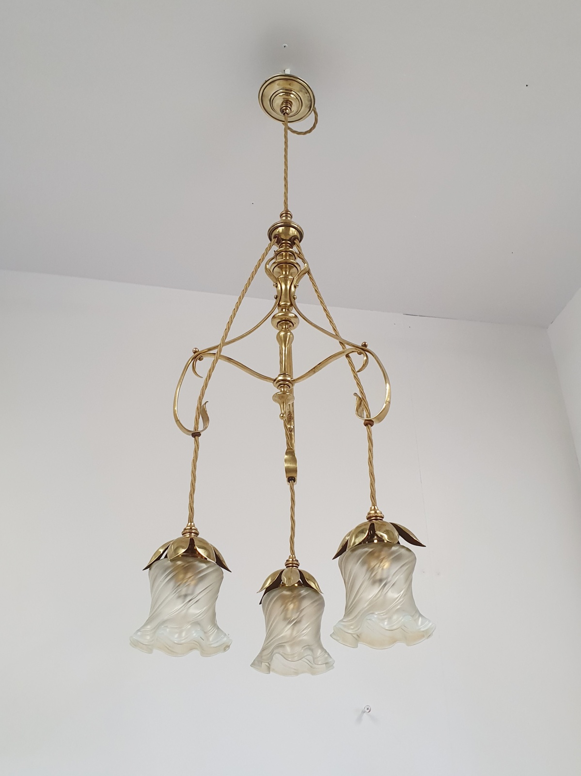 W.A.S Benson, London | 3 Branch Arts & Crafts Ceiling Light | England c.1900 | SOLD - Image 5