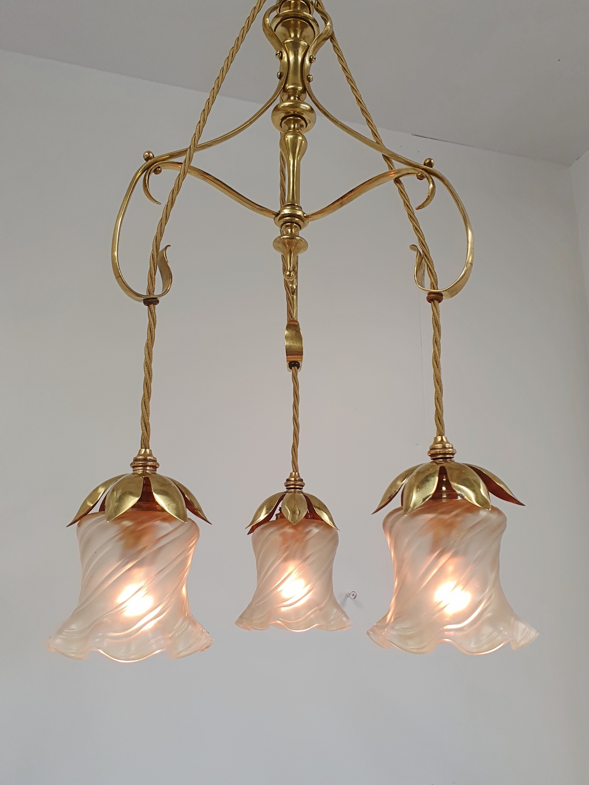 W.A.S Benson, London | 3 Branch Arts & Crafts Ceiling Light | England c.1900 | SOLD - Image 6