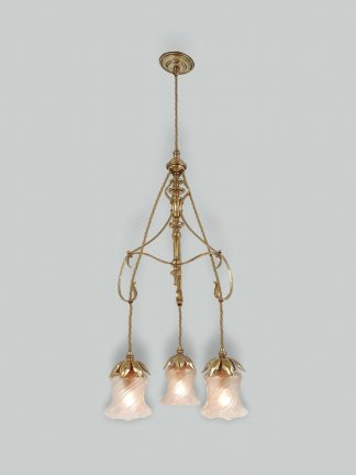 W.A.S Benson, London | 3 Branch Arts & Crafts Ceiling Light | England c.1900
