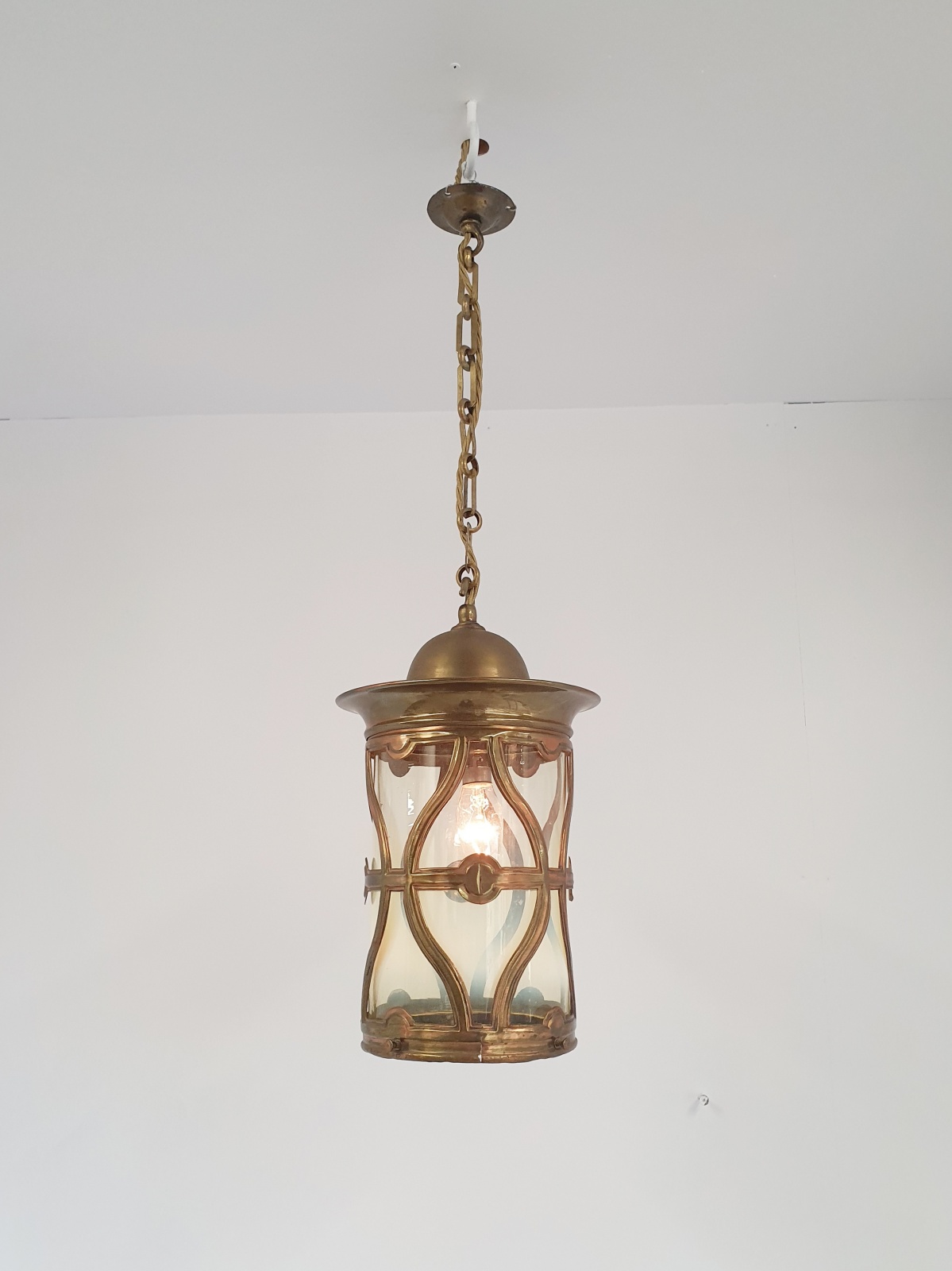 Unsigned | Art Nouveau Vaseline-glass Lantern | England c.1900 | SOLD - Image 2