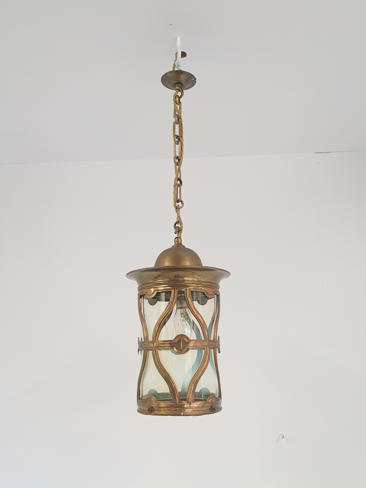 Unsigned | Art Nouveau Vaseline-glass Lantern | England c.1900 | SOLD - Image 3