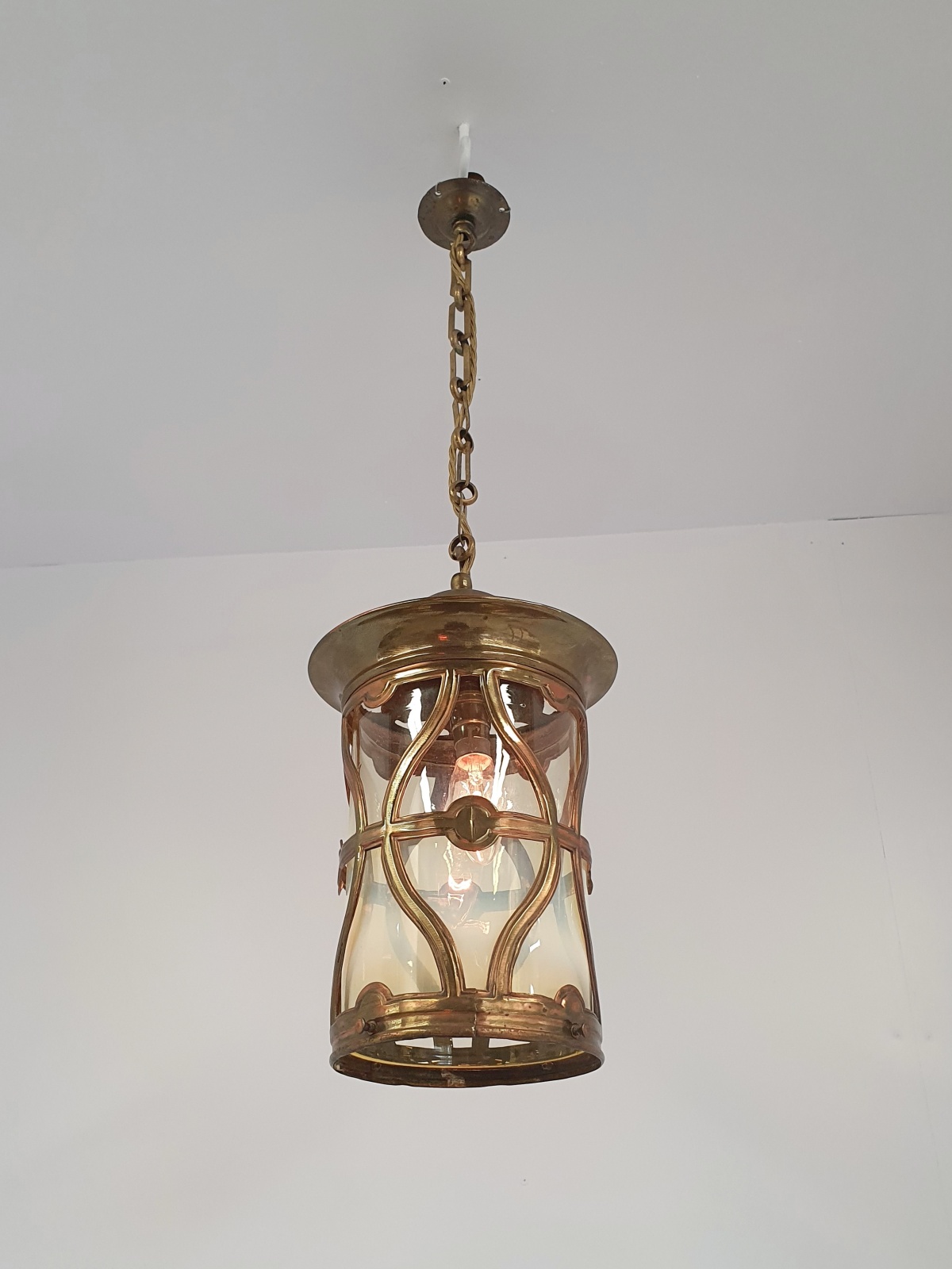 Unsigned | Art Nouveau Vaseline-glass Lantern | England c.1900 | SOLD - Image 4
