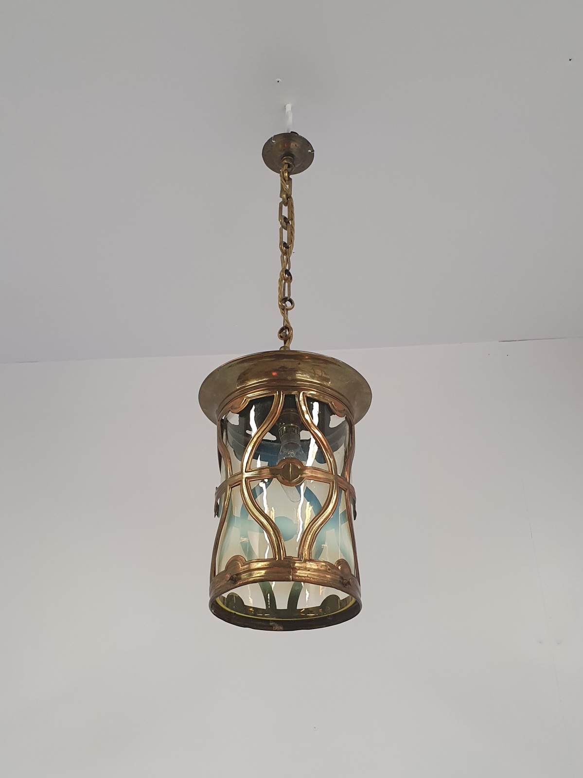 Unsigned | Art Nouveau Vaseline-glass Lantern | England c.1900 | SOLD - Image 5