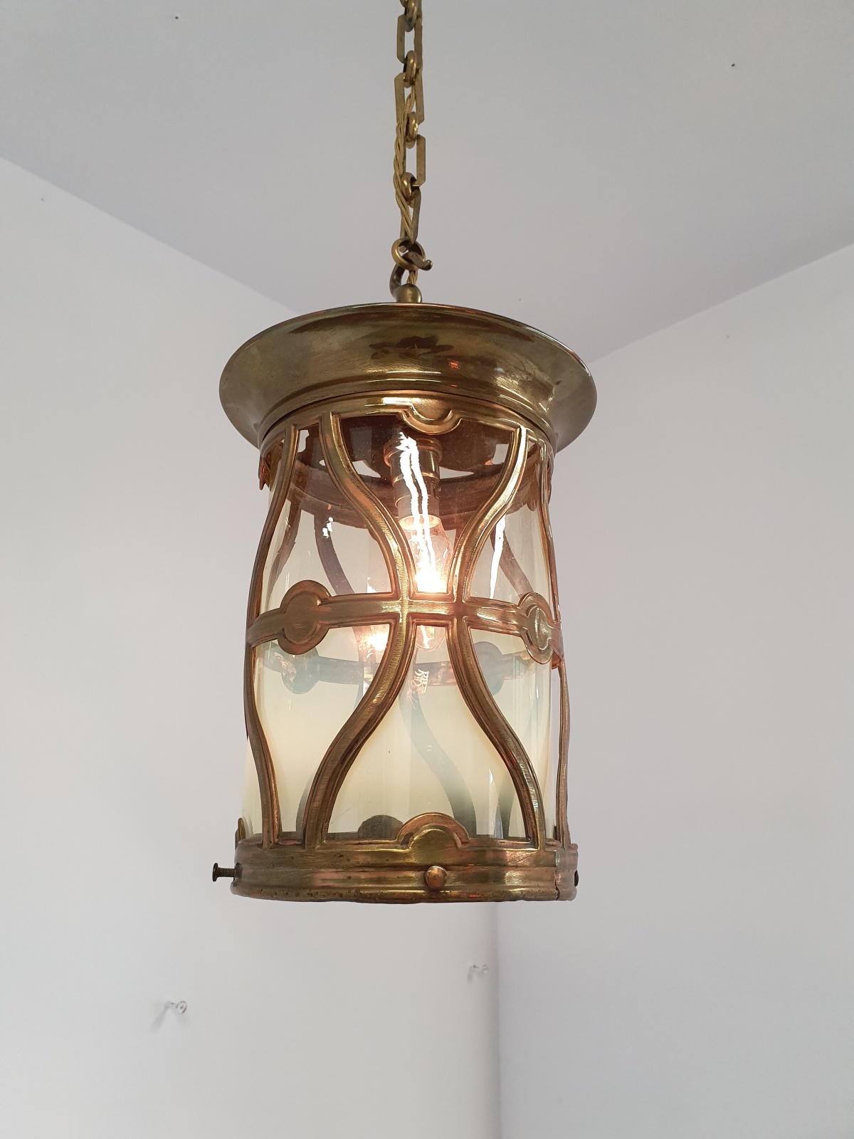 Unsigned | Art Nouveau Vaseline-glass Lantern | England c.1900 | SOLD - Image 6