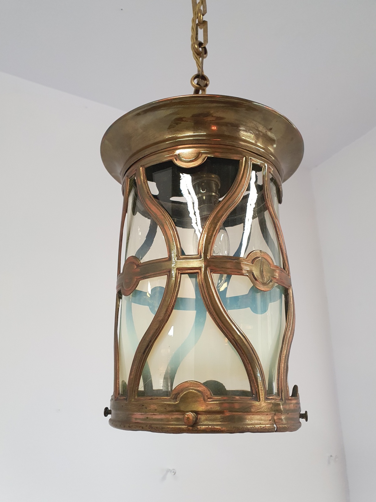Unsigned | Art Nouveau Vaseline-glass Lantern | England c.1900 | SOLD - Image 7
