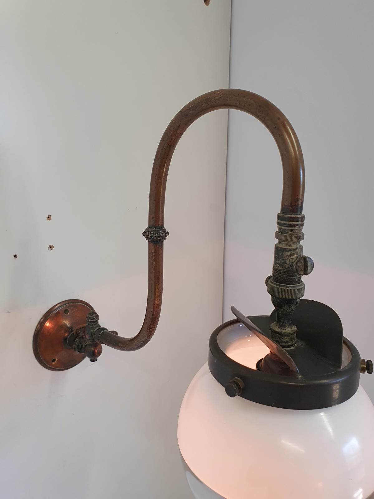 Unsigned | "Swan-neck" Gas Wall Light | England c.1890-1910 | SOLD - Image 6