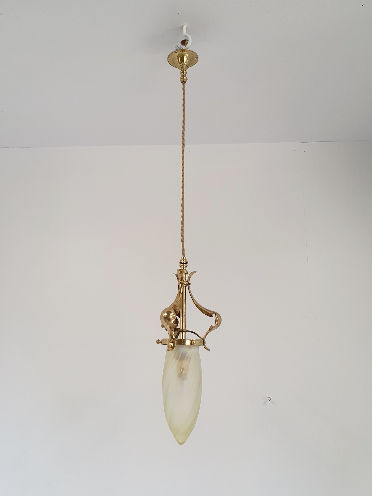 Stourbridge, Birmingham | Arts & Crafts Vaseline-glass Pendant | England c.1905 | SOLD - Image 3