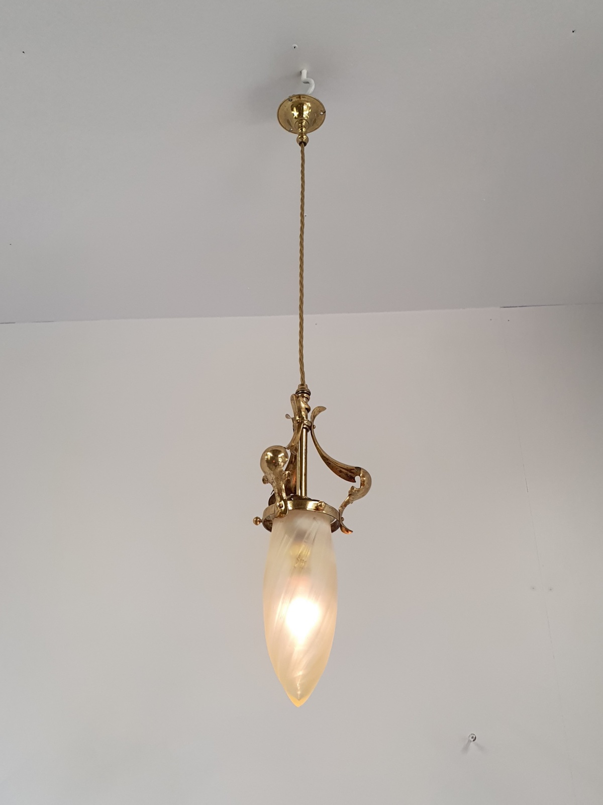 Stourbridge, Birmingham | Arts & Crafts Vaseline-glass Pendant | England c.1905 | SOLD - Image 4