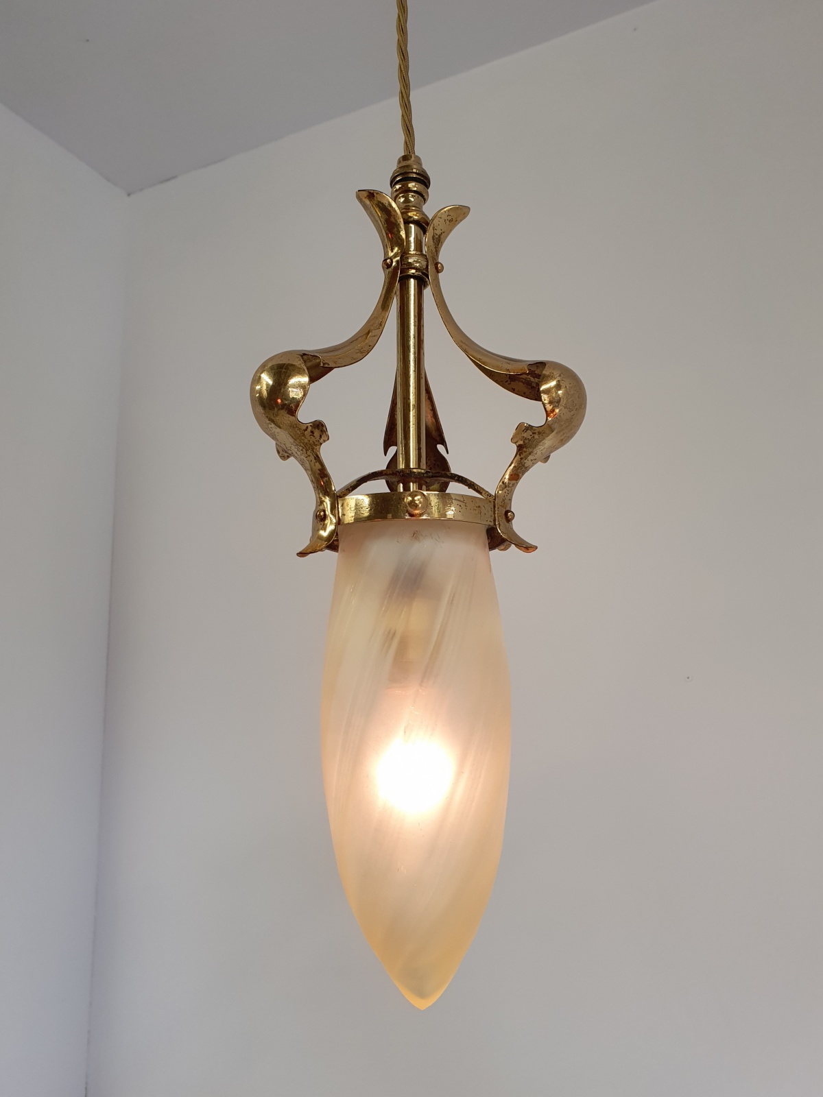 Stourbridge, Birmingham | Arts & Crafts Vaseline-glass Pendant | England c.1905 | SOLD - Image 6