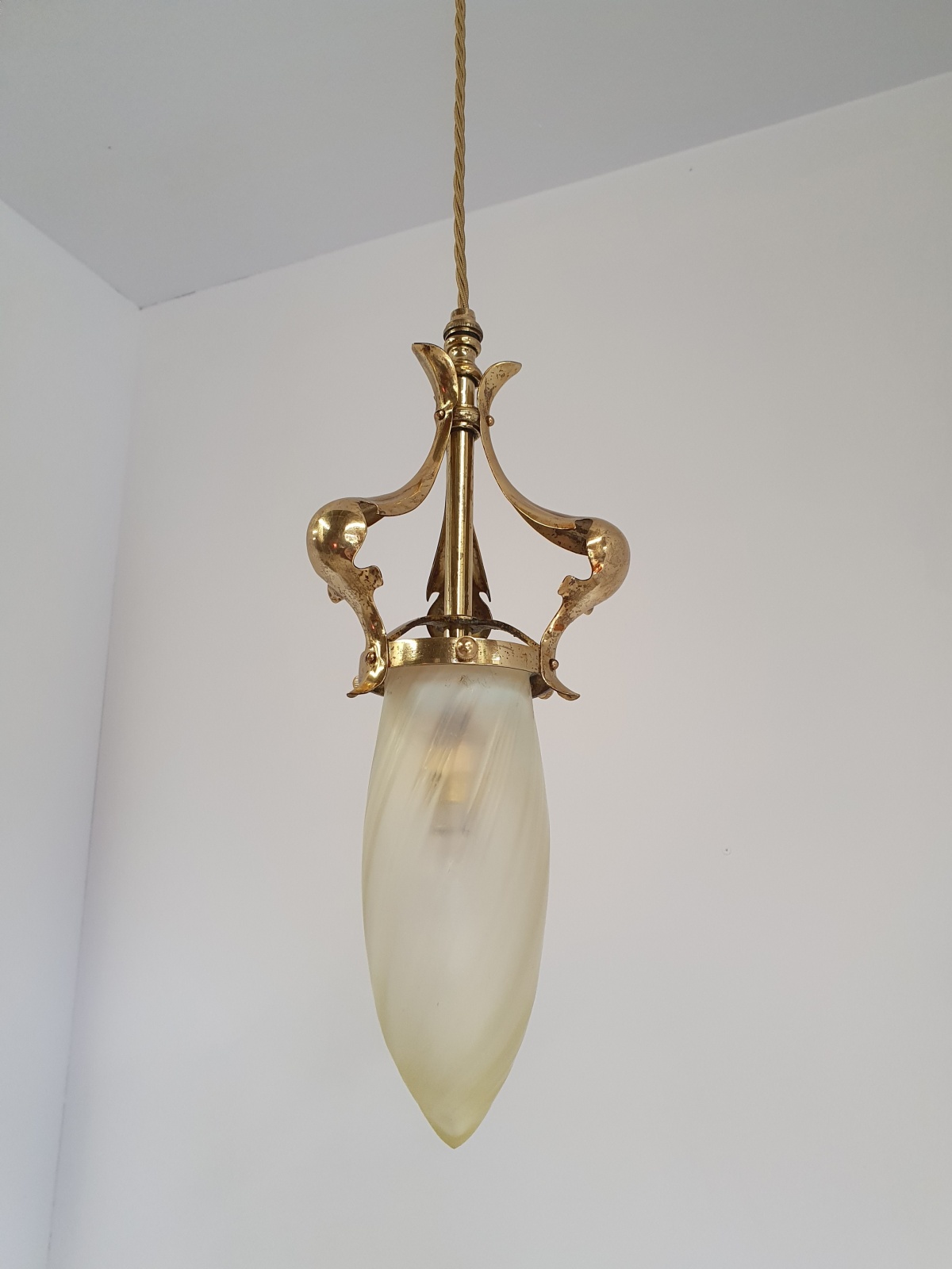 Stourbridge, Birmingham | Arts & Crafts Vaseline-glass Pendant | England c.1905 | SOLD - Image 7