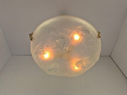 Ernst-Marius Sabino | 2 "Les Poissons" Opalescent Glass Plafonniers | France c.1930 - Image 9
