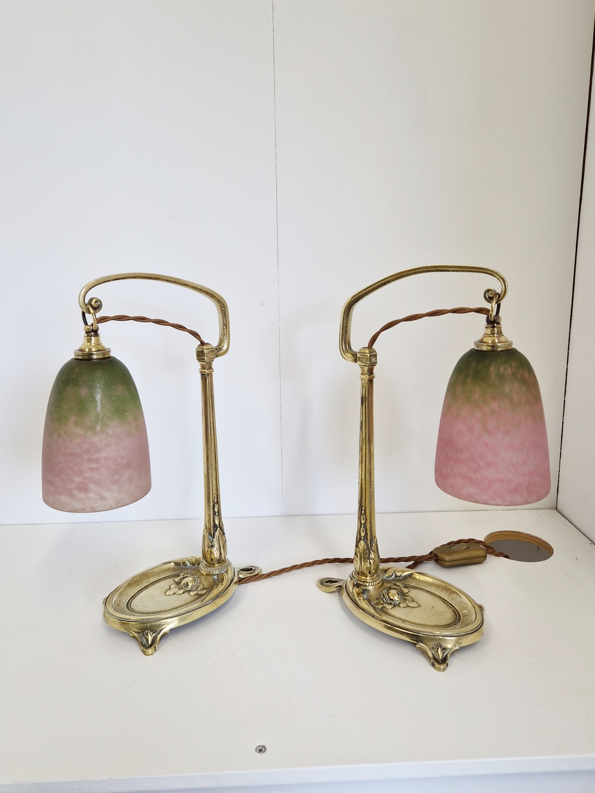 Charles Ranc & Verreries Schneider | 2 Bed-side Table Lamps | France c.1920 | SOLD - Image 3