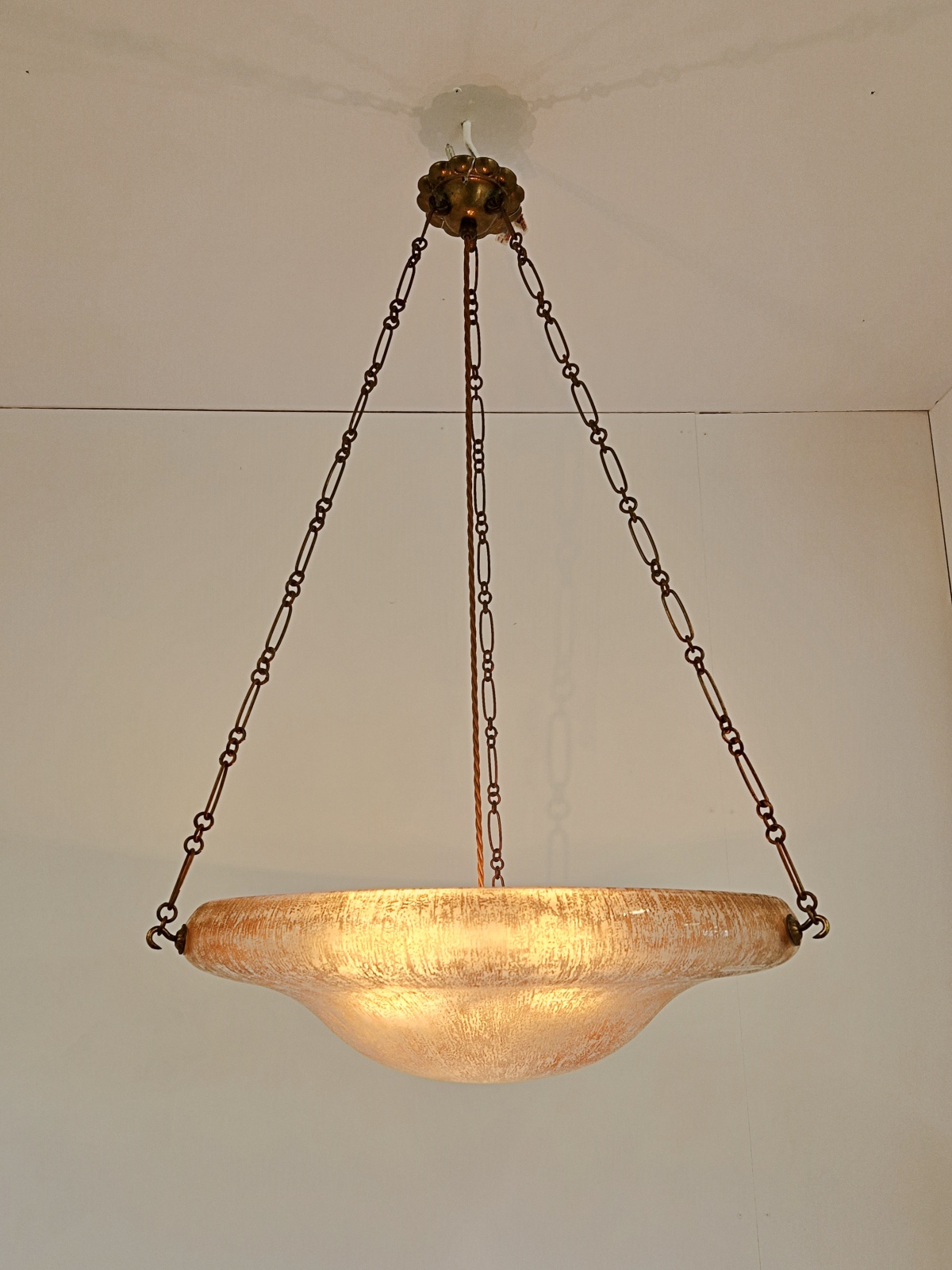 Daum Frères, Nancy | Monumental "Bark" Textured Art Deco Plafonnier | France c.1930 | SOLD - Image 2