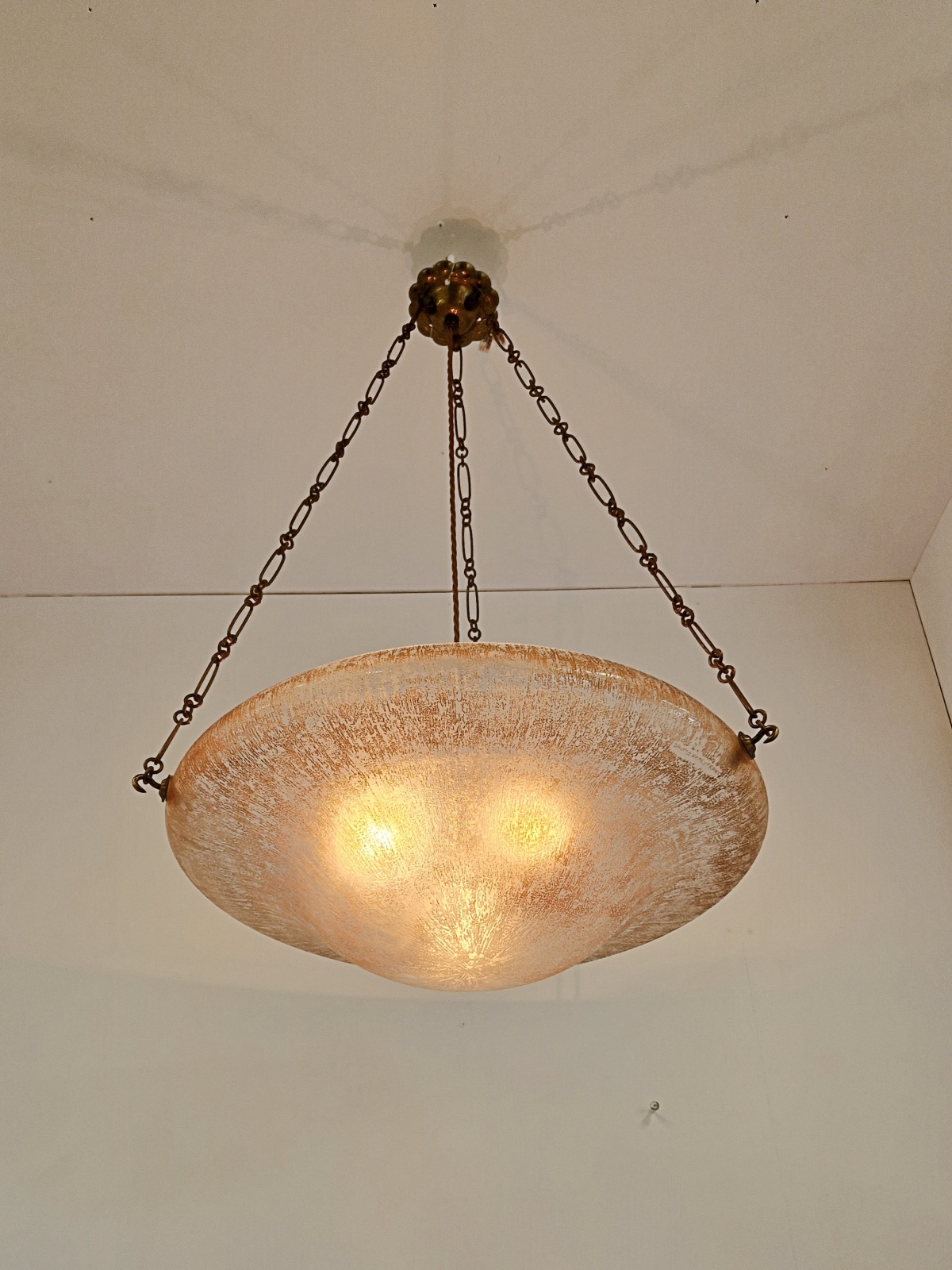 Daum Frères, Nancy | Monumental "Bark" Textured Art Deco Plafonnier | France c.1930 | SOLD - Image 4