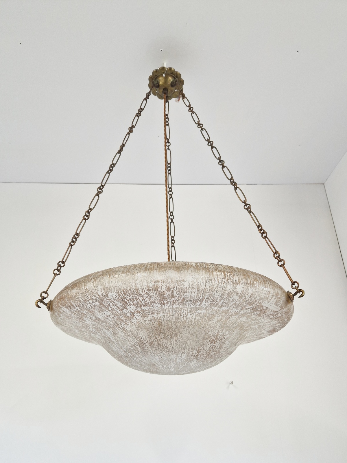 Daum Frères, Nancy | Monumental "Bark" Textured Art Deco Plafonnier | France c.1930 | SOLD - Image 5