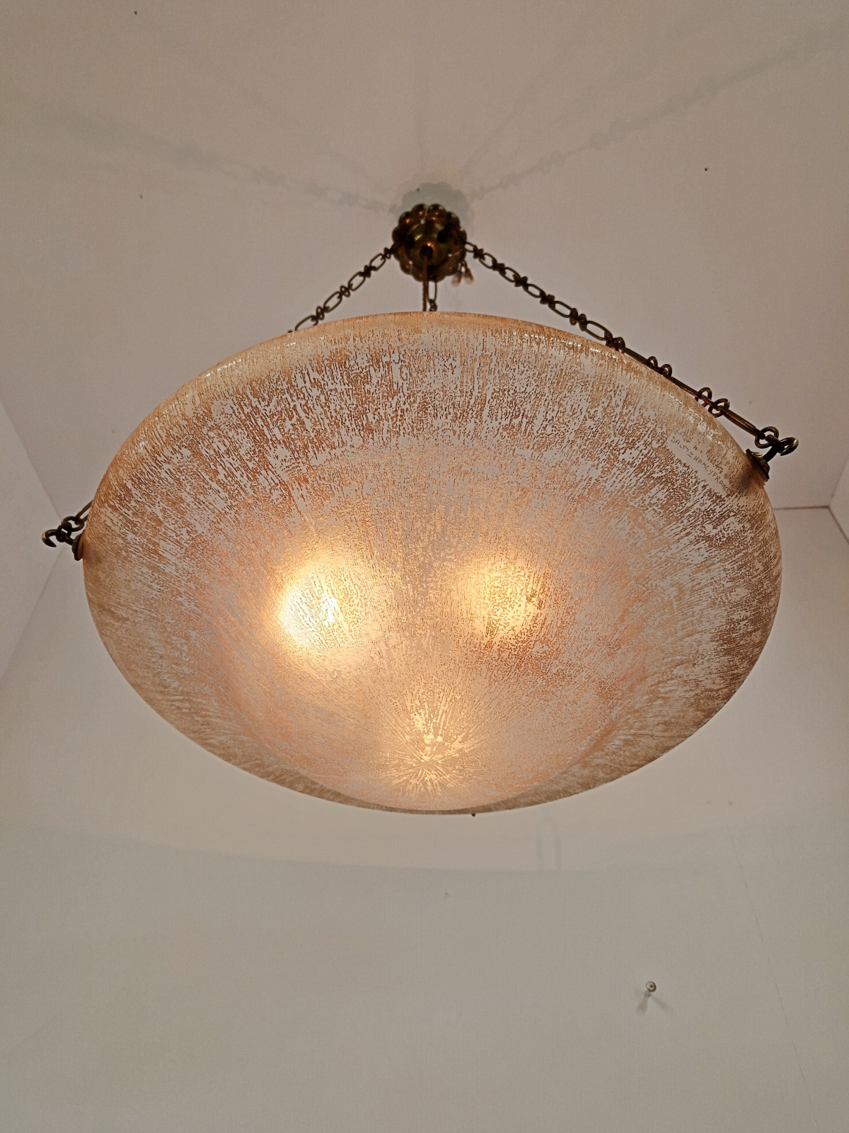 Daum Frères, Nancy | Monumental "Bark" Textured Art Deco Plafonnier | France c.1930 | SOLD - Image 6