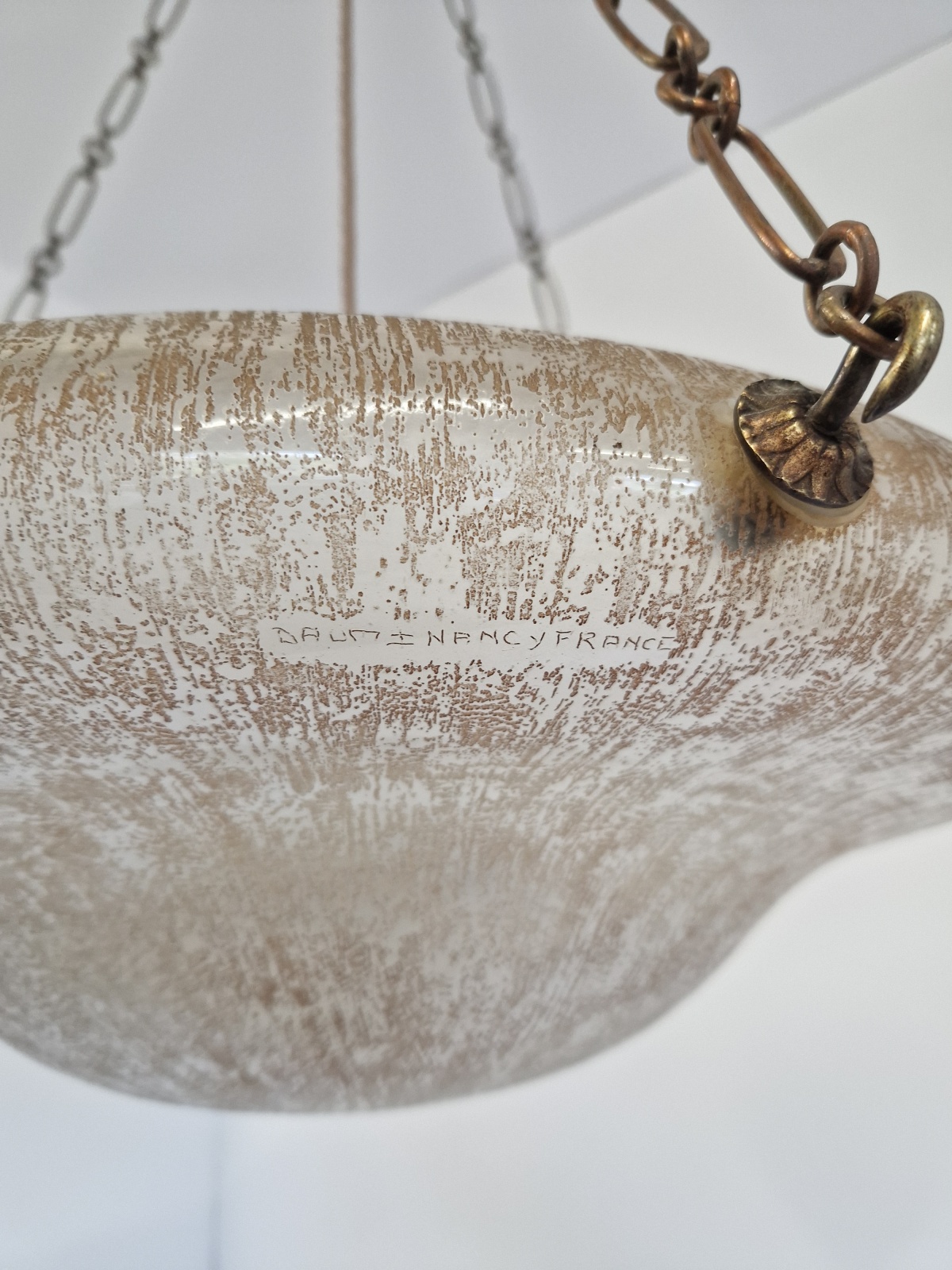 Daum Frères, Nancy | Monumental "Bark" Textured Art Deco Plafonnier | France c.1930 | SOLD - Image 8