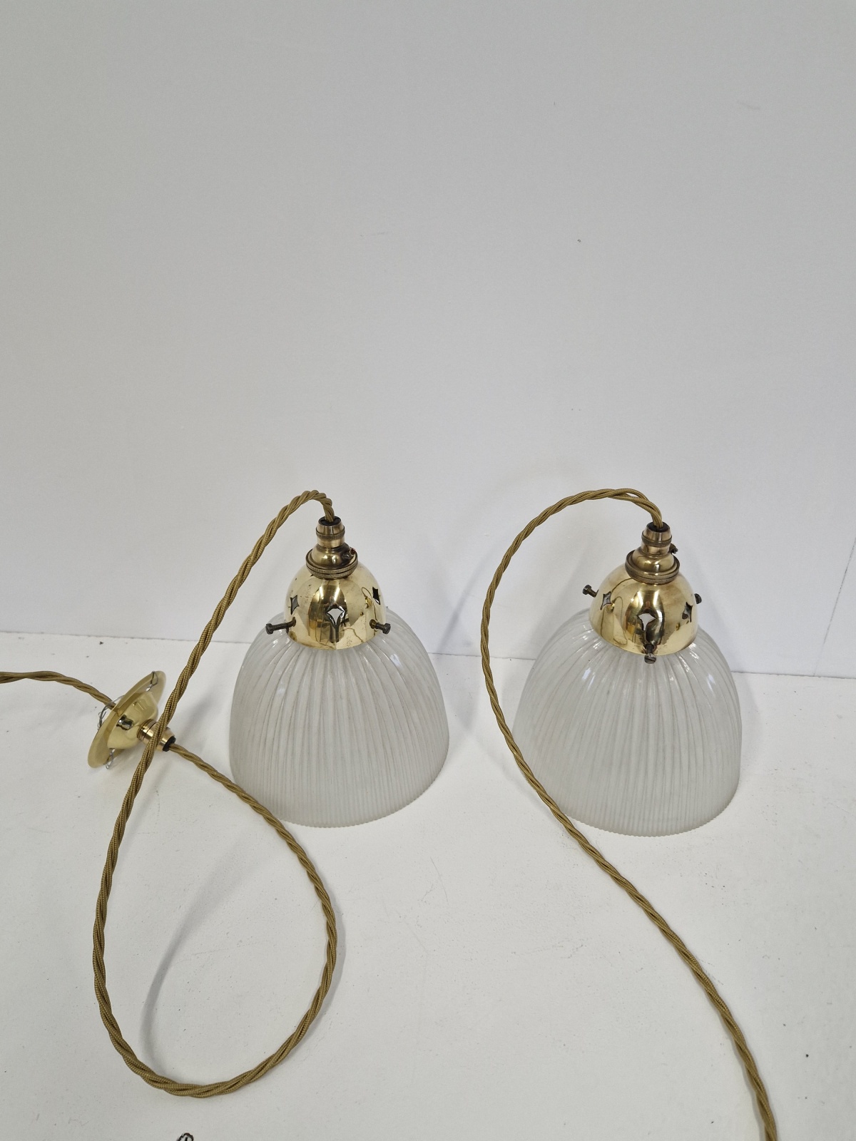 The Holophane Company | 2 Frosted Pendant "Stiletto" Prism Reflectors | England c.1900 | SOLD - Image 8