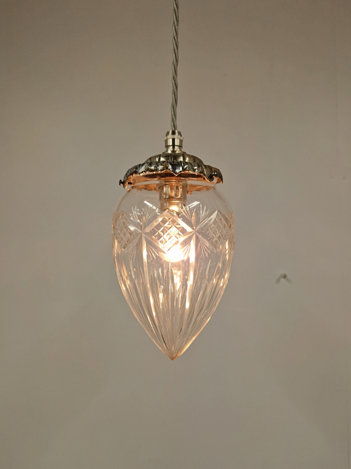 Unsigned | Cut-glass "Pineapple" Pendant Lampshade | England c.1905 | SOLD - Image 6