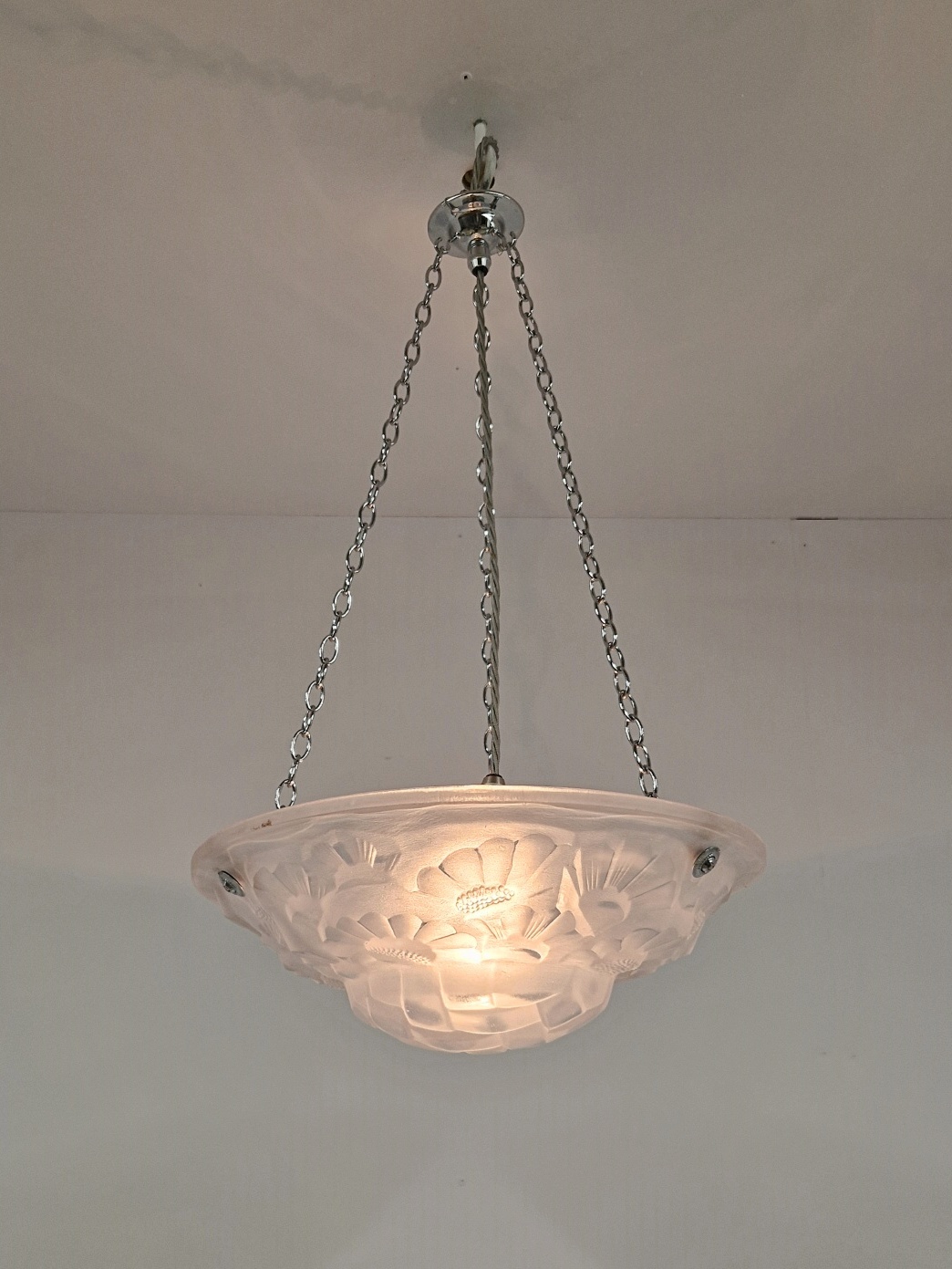 Verrerie D’art Degué | Frosted Art Deco Glass Plafonnier | France c.1930 | SOLD - Image 2