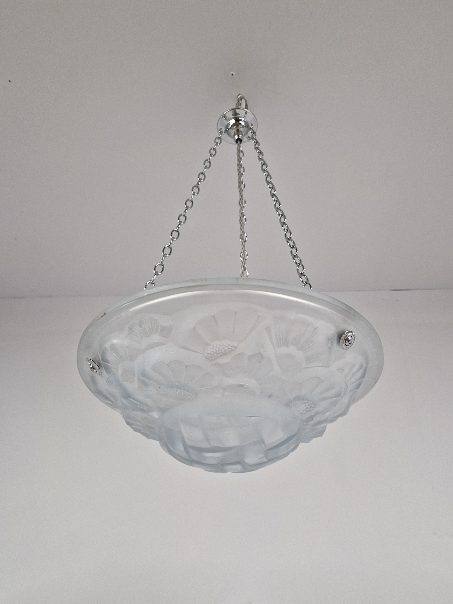 Verrerie D’art Degué | Frosted Art Deco Glass Plafonnier | France c.1930 | SOLD - Image 5