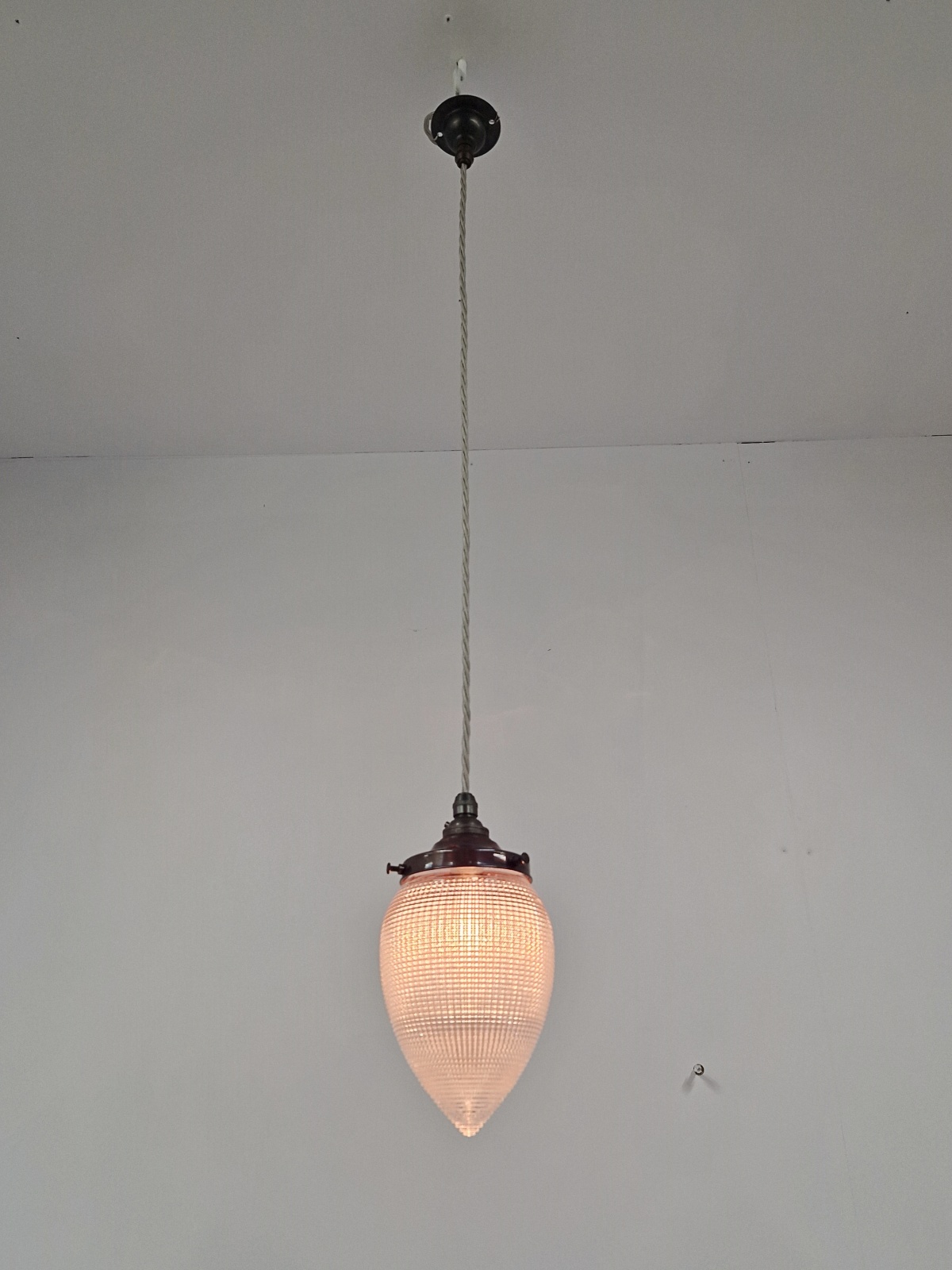 The Holophane Company | 2 Holophane Glass "Pineapple" Pendants | England c.1905 | SOLD - Image 4